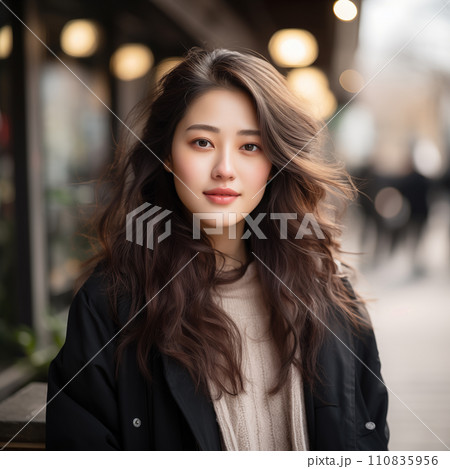 AI画像生成 街に立つ女性 110835956
