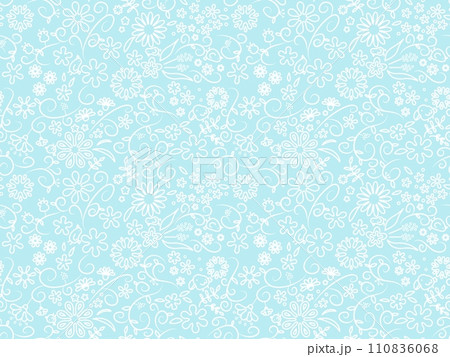 花と鳥のシームレスパターン〈輪郭〉B-2' 花と鳥のシームレスパターン〈輪郭〉B-2' 110836068