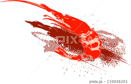 墨で描いたアートな海老のイラスト 110836201