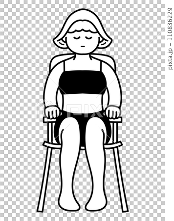 サウナからの外気浴でととのう女性 サウナからの外気浴でととのう女性 110836229