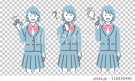 穿著校服的女學生向量圖素材 110836490