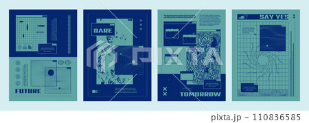 Y2k groovy vibe posters set 110836585