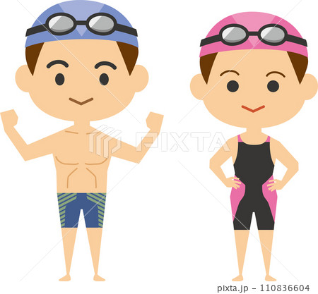 水泳選手のイメージイラスト(男女セット) 水泳選手のイメージイラスト(男女セット) 110836604