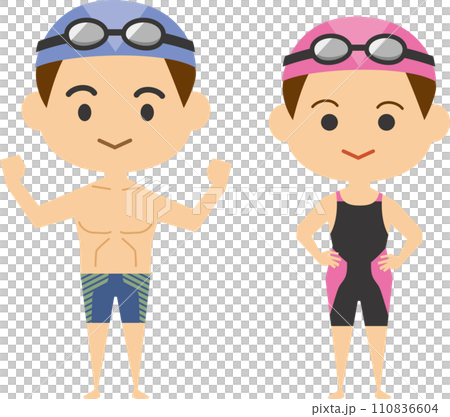 水泳選手のイメージイラスト(男女セット) 水泳選手のイメージイラスト(男女セット) 110836604