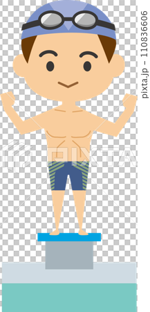 一名男性游泳運動員的圖像插圖 110836606