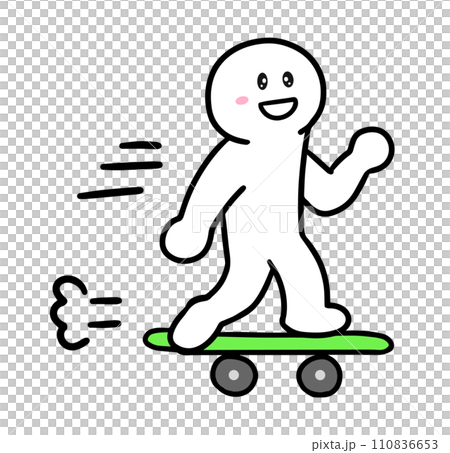 スケートボードに乗る棒人間 110836653