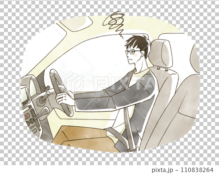 A man who is in trouble while driving a car 110838264