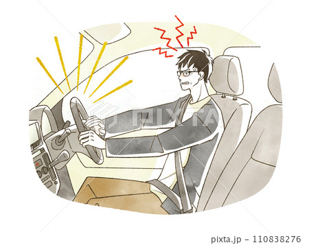 車の運転中イライラしている男性 110838276