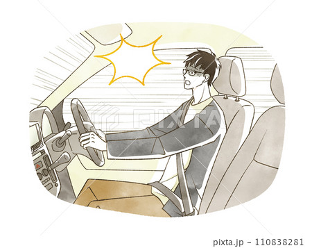 車の運転中に青ざめている男性 110838281