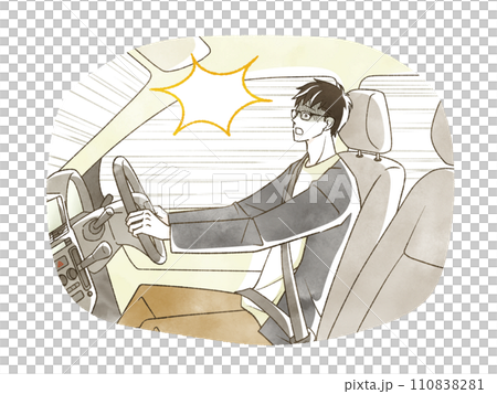 車の運転中に青ざめている男性 110838281