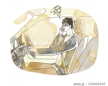 自動車内の臭いに悩んでいる男性 自動車内の臭いに悩んでいる男性 110838307