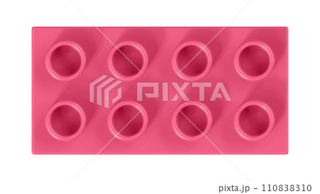 Camellia Rose Lego Block Isolated on a White Background. Close Up View of a Plastic Children Game Brick for Constructors, Top View. High Quality 3D Rendering with a Work Path. 8K Ultra HD, 7680x4320 110838310