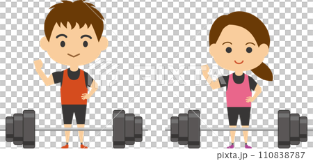 Image illustration of a weightlifter (male and female set) 110838787