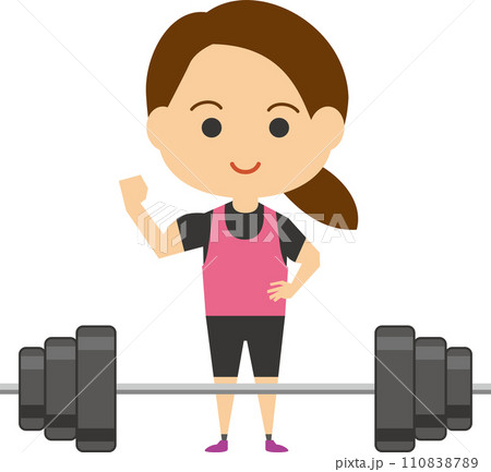 女子ウェイトリフティング選手のイメージイラスト 110838789