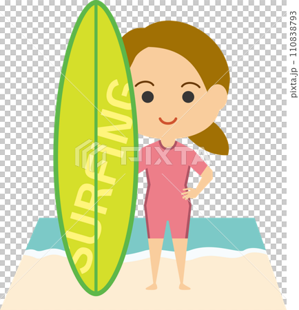 Image illustration of a female surfer 110838793