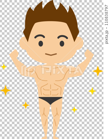 男性健美運動員的圖像插圖 110838797