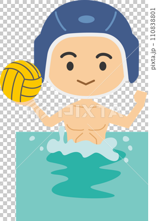 男子水球選手のイメージイラスト 110838801