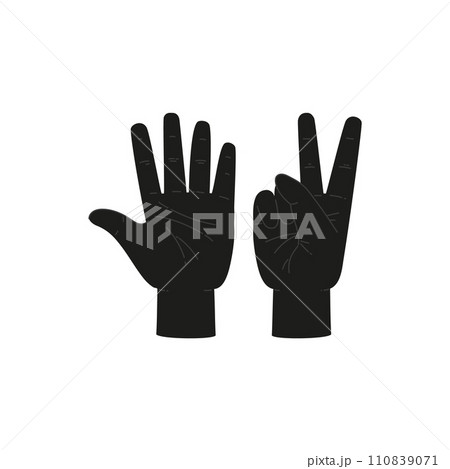 Finger count hand silhouette icon for indicating seven number, vector isolated. 110839071