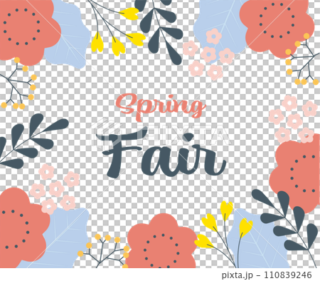 Spring image background illustration material vector frame flower white background simple 110839246