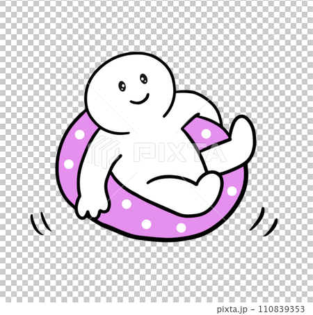 A stick figure floating on a floating ring A stick figure floating on a floating ring 110839353