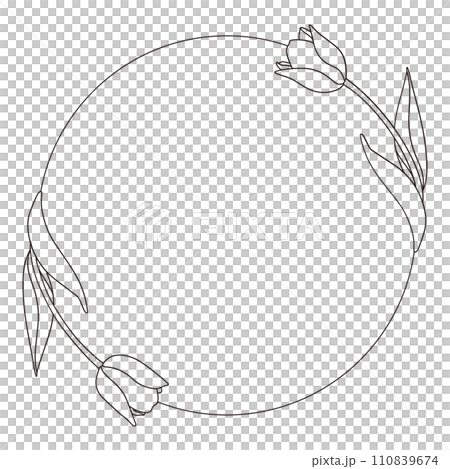 鬱金香圓框線描素材向量 鬱金香圓框線描素材向量 110839674