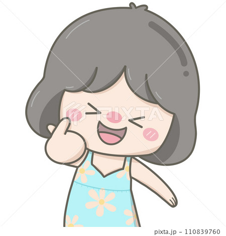 Cute little girl showing finger sign mini heart I love you Cute little girl showing finger sign mini heart I love you 110839760