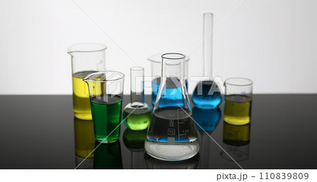 Chemical industry bulb with blue magenta 110839809