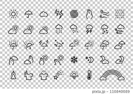 簡單的天氣象形圖圖標 簡單的天氣象形圖圖標 110840089