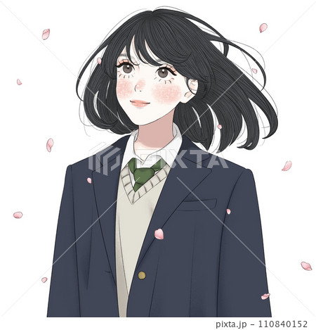やる気に満ちた女子高生　桜ありver 110840152