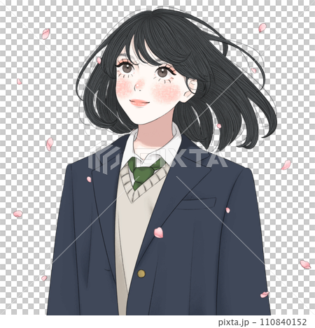 やる気に満ちた女子高生　桜ありver 110840152