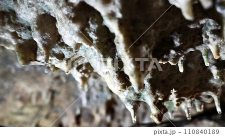 鹿児島県にある天然の鍾乳洞内の鍾乳石 110840189