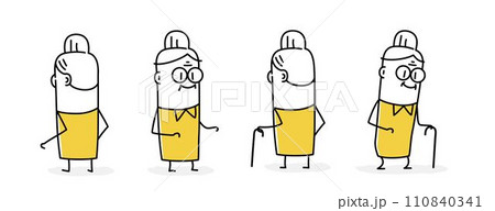 Stick figures set, back view, front view. 110840341