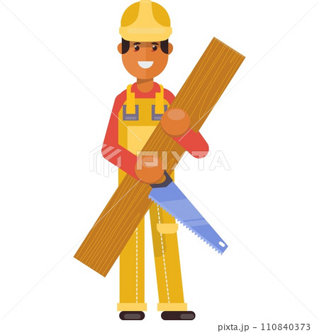 Carpenter vector carpentry man worker flat icon 110840373