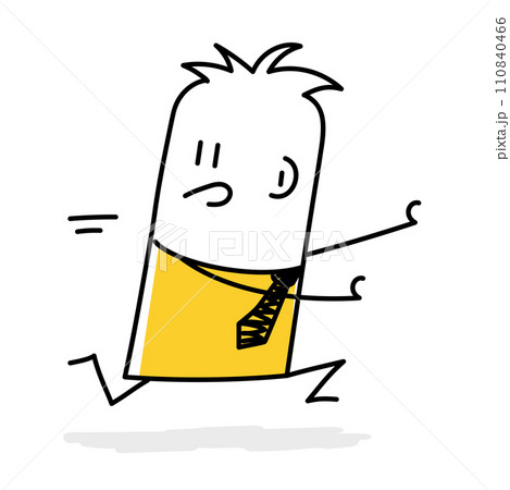Stick figure, depression concept, fearful businessman runaway. 110840466