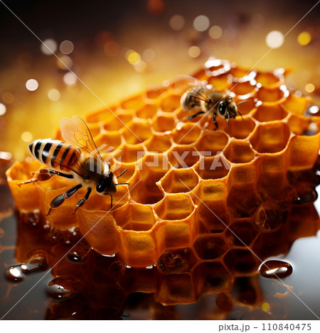 Bees on honeycomb  110840475