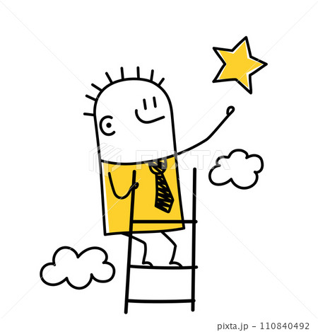 Stick figure, success ladder. Stick figure, success ladder. 110840492