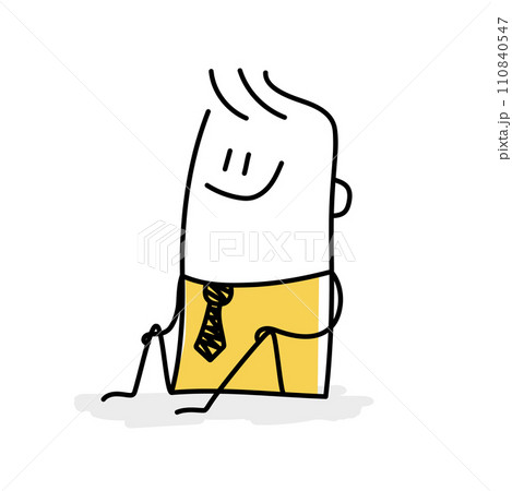 Stick figure, calm businessman relax. 110840547