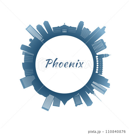 Phoenix skyline with colorful buildings. Phoenix skyline with colorful buildings. 110840876