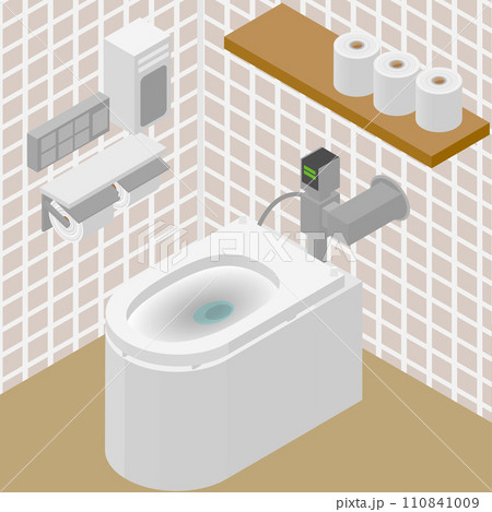アイソメトリックな公共施設や商業施設にあるトイレのイメージ素材 110841009