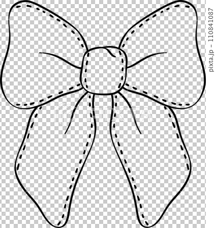 Coquette Ribbon bow outline doodle hand drawn 110841087