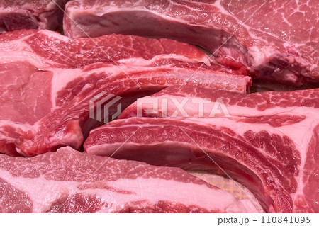 Fresh red raw pork meat 110841095