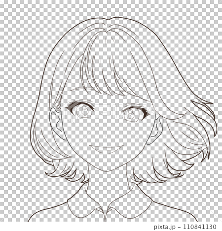 微笑的女性插畫（AI生成圖像）[畫線] 110841130