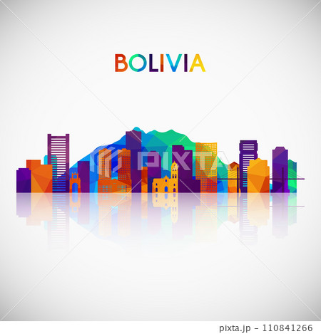 Bolivia skyline silhouette in colorful geometric style. Bolivia skyline silhouette in colorful geometric style. 110841266