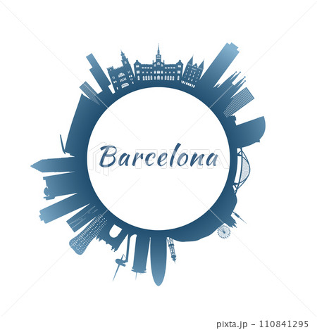Barcelona skyline with colorful buildings. 110841295