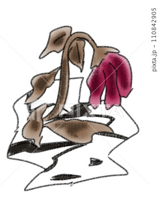 ヒビ割れた大地と枯れそうな花 ヒビ割れた大地と枯れそうな花 110842905