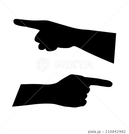 People hand pointing by finger silhouette isolated on white background People hand pointing by finger silhouette isolated on white background 110842982