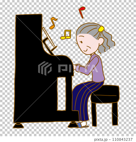 彈鋼琴的老人插畫 110843237