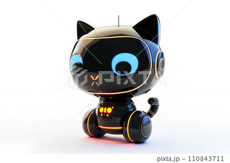 可愛いクロネコ型AIロボット（アイコン） 110843711