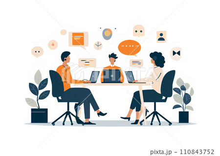 オンラインで会議をするビジネスイメージ-1 110843752
