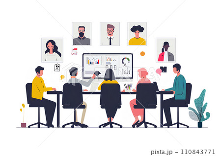 オンラインで会議をするビジネスイメージ-3 オンラインで会議をするビジネスイメージ-3 110843771